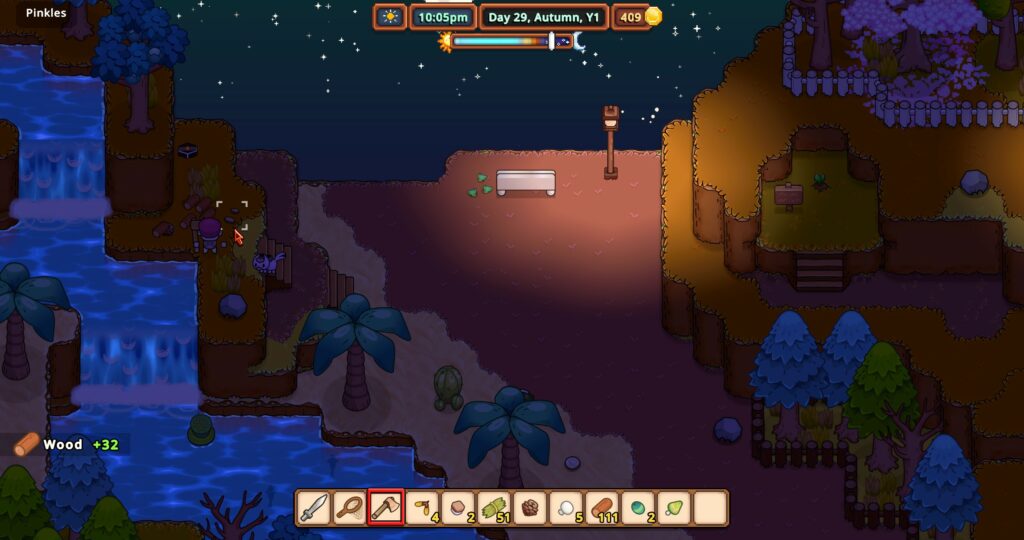 The cozy game for adults, Everafter falls, a pixel game about faming, life, magic, and patience.